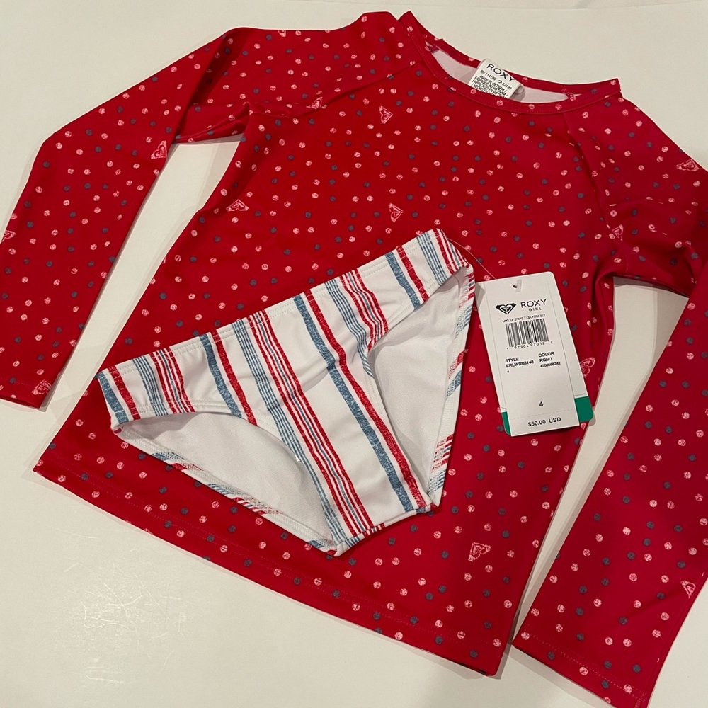 NWT ROXY LAKE OF STARS RASHGUARD SET